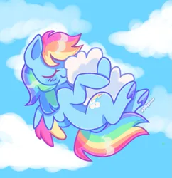 Size: 673x695 | Tagged: safe, artist:sillyp0ne, derpibooru import, rainbow dash, pegasus, pony, blue coat, blushing, cloud, colored hooves, colored underhoof, colored wings, colored wingtips, cuddling, cute, dashabetes, eyelashes, eyes closed, female, flying, g4, holding, hoof hold, image, long mane, long tail, mare, multicolored hair, multicolored mane, multicolored tail, multicolored wings, outdoors, png, rainbow hair, rainbow tail, shiny mane, shiny tail, signature, sky background, small wings, smiling, snuggling, solo, spread wings, tail, underhoof, wings