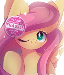 Size: 2200x2600 | Tagged: safe, artist:miryelis, derpibooru import, fluttershy, pegasus, pony, big ears, cute, heart, image, long hair, meme, png, raised hoof, shyabetes, simple background, smiling, solo, text, white background
