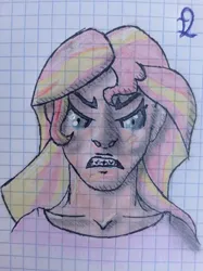 Size: 2992x4000 | Tagged: safe, artist:lukasz, derpibooru import, sunset shimmer, human, equestria girls, g4, graph paper, image, jpeg, solo, traditional art