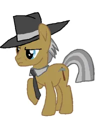 Size: 374x483 | Tagged: safe, artist:qjosh, derpibooru import, igneous rock pie, earth pony, g4, hat, image, male, necktie, png, simple background, solo, white background