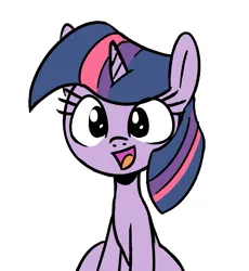 Size: 775x844 | Tagged: safe, artist:wenni, derpibooru import, twilight sparkle, pony, unicorn, female, horn, image, mare, open mouth, png, simple background, sitting, smiling, solo, white background