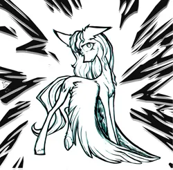 Size: 1646x1618 | Tagged: safe, artist:jehr, derpibooru import, oc, unofficial characters only, pegasus, pony, digital, image, long legs, long pony, long wings, monochrome, png, underhoof, wings