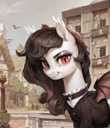 Size: 720x840 | Tagged: safe, ai content, derpibooru import, machine learning generated, prompter:radioglitch, bat pony, clothes, dress, gothic, image, looking at you, png