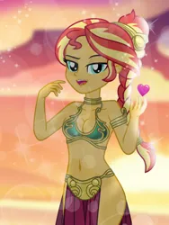 Size: 750x1000 | Tagged: safe, artist:emeraldblast63, derpibooru import, sunset shimmer, equestria girls, belly button, female, g4, image, may the fourth be with you, png, slave leia outfit, solo