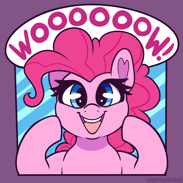 Size: 1600x1600 | Tagged: safe, artist:graphene, derpibooru import, pinkie pie, cute, dialogue, image, png, solo