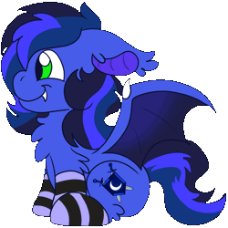 Size: 1920x1920 | Tagged: safe, artist:euspuche, derpibooru import, oc, oc:guard cobalt flash, unofficial characters only, bat pony, animated, bat pony oc, bat wings, clothes, commission, cute, gif, heart, image, smooch, socks, wings