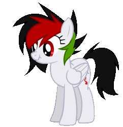 Size: 901x930 | Tagged: safe, artist:kruvvv, derpibooru import, oc, oc:kruv, unofficial characters only, pegasus, pony, :t, ^^, animated, eyes closed, eyes open, folded wings, gif, image, looking at you, looking down, multicolored hair, multicolored mane, raised hoof, short mane, simple background, smiling, smiling at you, solo, spread wings, transparent background, waving, wings, wrinkles