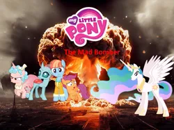Size: 959x718 | Tagged: artist needed, safe, anonymous artist, artist:cloudyskie, artist:frownfactory, artist:hendro107, artist:lextsy, derpibooru import, cozy glow, ocellus, princess celestia, scootaloo, windy whistles, alicorn, changeling, pegasus, pony, adopted, adopted daughter, adopted offspring, alicornified, clothes, crown, explosion, female, filly, foal, headcanon, headcanon in the description, image, jacket, jewelry, mare, parody, png, poster, race swap, regalia, scared, scootadoption, story included, the mad bomber, thomas and friends, thomas the tank engine