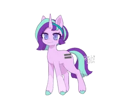 Size: 1804x1579 | Tagged: safe, artist:paichitaron, derpibooru import, starlight glimmer, pony, unicorn, alternate design, clothes, colored pupils, equal cutie mark, female, g4, horn, image, mare, png, s5 starlight, signature, simple background, smiling, socks, solo, transparent background, unshorn fetlocks