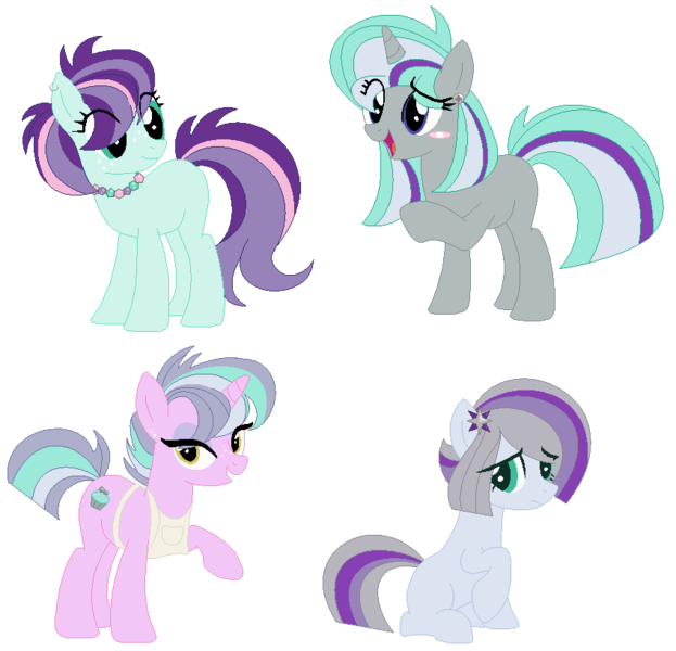 Size: 850x818 | Tagged: safe, artist:heavenlyblazeadopts, derpibooru import, earth pony, unicorn, 2016, horn, image, magical lesbian spawn, offspring, parent:maud pie, parent:starlight glimmer, parents:starmaud, png, simple background, transparent background
