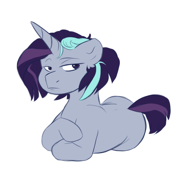 Size: 887x804 | Tagged: safe, artist:jaw2002, derpibooru import, unicorn, 2017, frown, horn, image, lidded eyes, magical lesbian spawn, offspring, parent:maud pie, parent:starlight glimmer, parents:starmaud, png, simple background, solo, white background