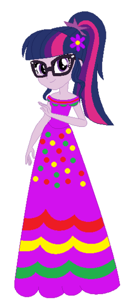 Size: 271x617 | Tagged: safe, artist:selenaede, artist:user15432, derpibooru import, sci-twi, twilight sparkle, human, equestria girls, base used, cinco de mayo, clothes, dress, flower, flower in hair, g4, glasses, image, png, purple dress, simple background, solo, transparent background