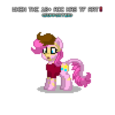 Size: 400x400 | Tagged: safe, artist:anonymous, derpibooru import, pinkie pie, earth pony, human, pony, pony town, /mlp/, /ptfg/, 4chan, clothes, female, g4, heterochromia, human to pony, image, mid-transformation, open mouth, png, shadow, shirt, simple background, solo, tail growth, transformation, transparent background