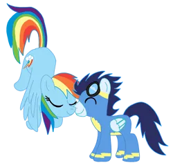 Size: 2346x2239 | Tagged: artist needed, safe, derpibooru import, rainbow dash, soarin', pegasus, pony, duo, duo male and female, female, image, male, mare, nuzzling, png, shipping, simple background, soarindash, stallion, straight, transparent background