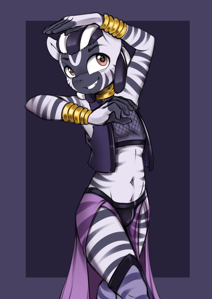 Size: 2816x3976 | Tagged: suggestive, artist:felixf, derpibooru import, oc, oc:kizya, anthro, zebra, dancing, image, male, png, zebra oc, zebrasub