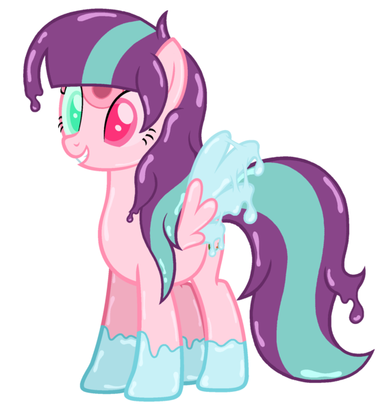 Size: 1920x2016 | Tagged: safe, artist:motownwarrior01, derpibooru import, oc, oc:rosy gloss, unofficial characters only, goo, goo pony, monster pony, original species, pony, base used, female, glossy, happy, image, mare, paint, png, simple background, slime, smiling, solo, teeth, transparent background, wings