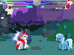 Size: 638x477 | Tagged: safe, ponerpics import, ponybooru import, trixie, earth pony, unicorn, fighting is magic, canterlot garden, clone, fan game, image, png, private version, scooter (character), statue