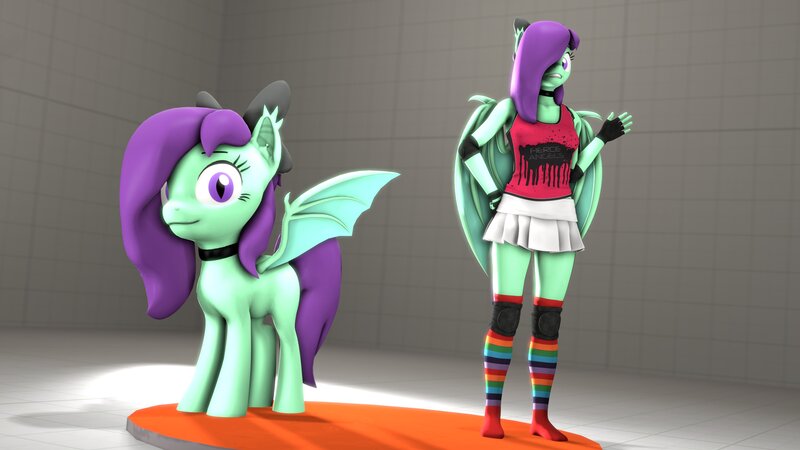 Size: 3840x2160 | Tagged: safe, artist:kasjer19, ponerpics import, ponybooru import, oc, unofficial characters only, anthro, 3d, anthro with ponies, breasts, clothes, image, jpeg, skirt, socks, striped socks