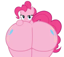 Size: 5576x5026 | Tagged: suggestive, alternate version, artist:duskyzombie, derpibooru import, pinkie pie, earth pony, pony, balloonbutt, butt, female, image, lidded eyes, looking back, mare, open mouth, plot, png, presenting, rear view, smiling, smirk, solo, the ass was fat, wiggle