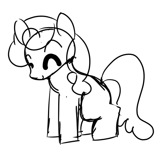 Size: 550x500 | Tagged: safe, artist:allhallowsboon, derpibooru import, earth pony, pony, ^^, animated, blank flank, dancing, eyes closed, female, gif, happy, image, mare, monochrome, rough sketch, simple animation, simple background, sketch, solo, twerking, white background
