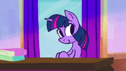 Size: 1280x720 | Tagged: safe, artist:chipchapp, derpibooru import, spike, twilight sparkle, dragon, pony, unicorn, 9/11, animated, big eyes, desk, dialogue, eyebrows, eyebrows visible through hair, eyelashes, female, frame by frame, freaking out, frown, g4, glow, glowing horn, horn, image, indoors, long mane, magic, mare, multicolored mane, open frown, paper, purple coat, purple eyes, shrunken pupils, sparkle, straight mane, talking, telekinesis, twilight sparkle is best facemaker, unicorn twilight, voice acting, vulgar, webm