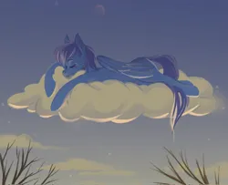 Size: 2048x1664 | Tagged: safe, artist:hichieca, derpibooru import, oc, unofficial characters only, pegasus, pony, cloud, image, jpeg, on a cloud, pegasus oc, sleeping, sleeping on a cloud, solo, wings
