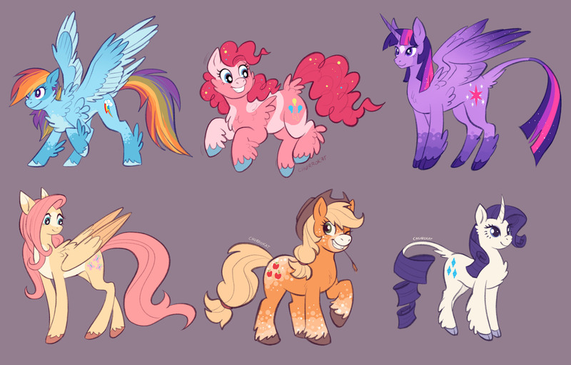 Size: 2048x1307 | Tagged: safe, alternate version, artist:churrokat, derpibooru import, applejack, fluttershy, pinkie pie, rainbow dash, rarity, twilight sparkle, twilight sparkle (alicorn), alicorn, classical unicorn, earth pony, pegasus, pony, unicorn, alternate color palette, alternate design, alternate tailstyle, applejack's hat, applejacked, back fluff, blaze (coat marking), blonde mane, blonde tail, blue coat, blue eyes, body freckles, butt fluff, chest fluff, chubby, cloven hooves, coat markings, colored, colored belly, colored ears, colored eartips, colored hooves, colored horn, colored muzzle, colored wings, colored wingtips, cowboy hat, curly mane, curly tail, curved horn, determined look, eyelashes, facial markings, female, flat colors, fluffy, freckles, g4, gradient ears, gradient horn, gradient wings, green eyes, hat, height difference, horn, image, jpeg, jumping, large wings, leg fluff, leg freckles, leonine tail, long horn, long legs, long mane, long tail, looking down, mane six, mare, mealy mouth (coat marking), motion lines, multicolored hair, multicolored mane, multicolored tail, muscles, narrowed eyes, one eye closed, orange coat, pale belly, partially open wings, physique difference, pink coat, pink eyes, pink mane, pink tail, ponytail, purple background, purple coat, purple eyes, purple mane, purple tail, rainbow hair, rainbow tail, redesign, ringlets, signature, simple background, smiling, smoldash, socks (coat marking), sparkly mane, sparkly tail, sparkly wings, splotches, spread wings, standing, star (coat marking), straight mane, straight tail, straw in mouth, tail, tail fluff, tallershy, thin, thin legs, tied mane, tied tail, two toned wings, unicorn horn, unshorn fetlocks, wall of tags, wavy mane, wavy tail, white coat, wide stance, wing fluff, wingding eyes, wings, wink, yellow coat