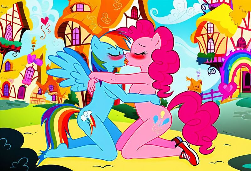 Size: 1216x832 | Tagged: questionable, ai content, machine learning generated, stable diffusion, pinkie pie, rainbow dash, anthro, earth pony, pegasus, blushing, busty pinkie pie, busty rainbow dash, ecstasy, embracing, exhibitionism, eyes closed, french kiss, in love, jpeg, kneeling, lesbian couple, moaning, moaning in pleasure, nudity, ponyville park, seductive pose, sexy, sneakers, sunbathing, symmetrical docking