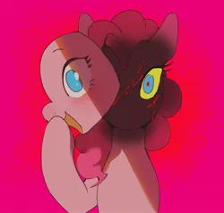 Size: 2048x1952 | Tagged: safe, artist:piesinful, derpibooru import, pinkie pie, earth pony, pony, abstract background, blood, female, g4, image, jpeg, mare, mask, solo