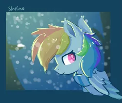 Size: 791x669 | Tagged: safe, artist:skylinepony_, derpibooru import, rainbow dash, pegasus, pony, bust, clothes, female, g4, image, mare, png, profile, scarf, snow, solo, striped scarf