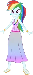 Size: 697x1576 | Tagged: safe, artist:invisibleink, artist:tylerajohnson352, derpibooru import, rainbow dash, equestria girls, bracelet, clothes, dress, eyelashes, g4, goddess, greek clothes, image, jewelry, multicolored hair, png, rainbow hair, sandals, simple background, solo, transparent background