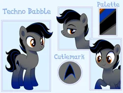 Size: 4999x3800 | Tagged: safe, artist:mcjojo, derpibooru import, oc, oc:techno babble, unofficial characters only, earth pony, pony, earth pony oc, image, male, png, reference sheet, solo, stallion