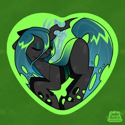 Size: 2894x2894 | Tagged: safe, artist:jellysketch, derpibooru import, queen chrysalis, changeling, changeling queen, eyes closed, female, g4, heart, image, png, solo