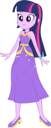 Size: 622x1533 | Tagged: safe, artist:tylerajohnson352, derpibooru import, twilight sparkle, human, equestria girls, equestria girls series, pinkie pie: snack psychic, bare shoulders, bracelet, clothes, dress, female, g4, gold trim, high heels, image, jewelry, my little pony equestria girls: better together, necklace, png, purple dress, shoes, simple background, sleeveless, sleeveless dress, strapless, strapless dress, transparent background, vector