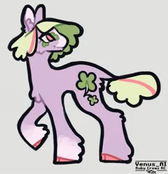 Size: 1600x1652 | Tagged: safe, artist:venus_ai_, derpibooru import, clover (g1), earth pony, pony, g1, alternate color palette, alternate design, alternate hairstyle, alternate tail color, alternate tailstyle, female, hat, image, jpeg, mare, purple coat, red eyes, signature, tail, two toned mane, two toned tail, yellow mane