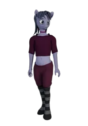 Size: 3018x4332 | Tagged: safe, artist:cicada bluemoon, derpibooru import, oc, oc:cicada bluemoon, anthro, 3d, choker, clothes, crossdressing, femboy, image, male, png, render, shorts, simple background, socks, solo, stockings, striped socks, thigh highs, transparent background