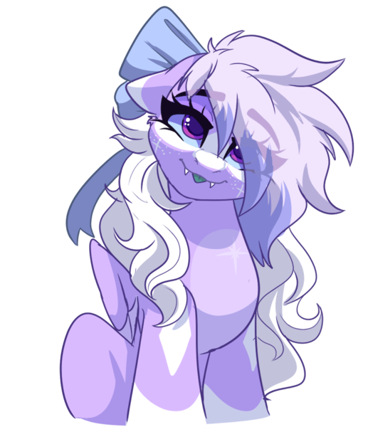 Size: 1080x1253 | Tagged: safe, artist:skyboundsiren, derpibooru import, oc, oc:siren andromeda, pegasus, :p, bow, colored sclera, cute, fangs, floppy ears, hair bow, head tilt, image, png, simple background, smiling, tongue out, transparent background