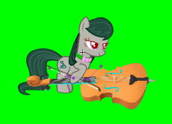 Size: 289x209 | Tagged: safe, artist:alethila, derpibooru import, octavia melody, fighting is magic, animated, bow (instrument), cello, cello bow, fighting is magic aurora, gif, green background, image, musical instrument, palette swap, recolor, simple background