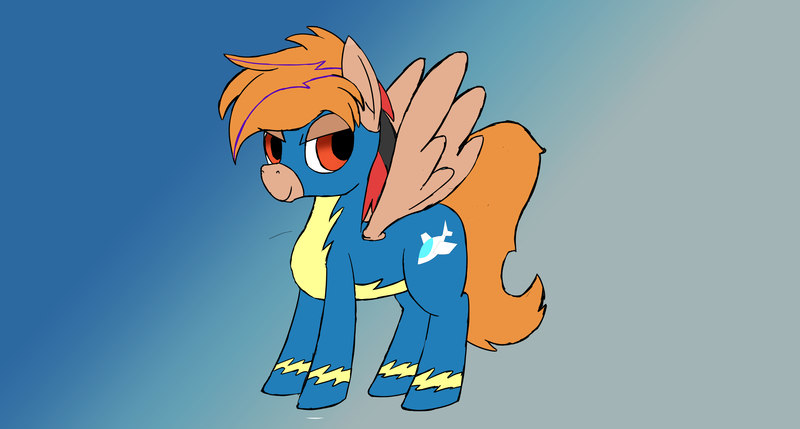 Size: 4026x2160 | Tagged: safe, derpibooru import, oc, oc:fededash, pegasus, pony, artirst:suryfromheaven, clothes, cutie mark, image, jpeg, solo, spread wings, uniform, wings, wonderbolts uniform