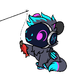 Size: 600x600 | Tagged: safe, artist:sugar morning, derpibooru import, part of a set, oc, oc:neon (protogen), unofficial characters only, cyborg, pegasus, animated, behaving like a cat, gif, image, pegasus oc, protogen, simple background, solo, transparent background, wings