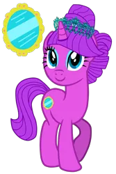 Size: 2000x3000 | Tagged: safe, artist:cloudy glow, artist:darkpinkmonster, artist:user15432, derpibooru import, oc, oc:mirror shine, unofficial characters only, pony, unicorn, base used, closed mouth, crown, cutie mark, female, g4, hooves, horn, image, jewelry, looking up, mare, png, raised hoof, regalia, simple background, smiling, solo, standing, tiara, transparent background