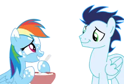 Size: 2856x1935 | Tagged: safe, derpibooru import, rainbow dash, soarin', pegasus, pony, cooking, female, image, male, mare, png, shipping, simple background, soarindash, stallion, straight, transparent background