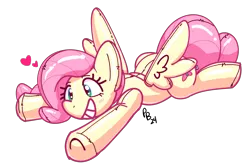 Size: 2359x1562 | Tagged: safe, artist:ponballoon, derpibooru import, fluttershy, inflatable pony, pegasus, bean mouth, grin, image, inflatable, lying down, plop, png, pool toy, smiling, solo, spread wings, wings