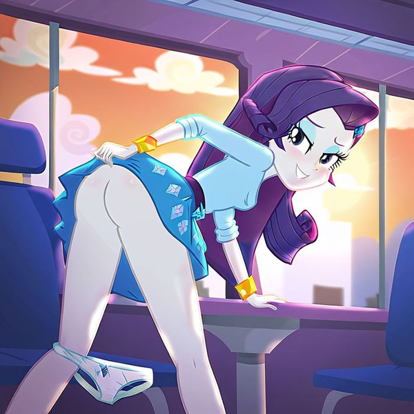 Size: 700x700 | Tagged: questionable, ai content, anonymous prompter, derpibooru import, machine learning generated, stable diffusion, rarity, human, equestria girls, ass, bedroom eyes, bent over, bent over desk, butt, clothes, cloud, cloudy, desk, g4, generator:pony diffusion v6 xl, image, indoors, mooning, panties, panties around legs, png, rearity, skirt, skirt lift, underwear