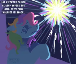 Size: 1560x1302 | Tagged: safe, artist:venus_ai_, derpibooru import, part of a set, rainbow dash (g3), earth pony, pony, g3, alternate universe, explosion, fireworks, glitter, image, infected, infected au, infection, infection au, jpeg, looking out the window, magic explosion, mlp infection, multicolored mane, scared, scaredy dash, signature, this will end in death, this will end in pain, this will end in tears, this will end in tears and/or death, this will not end well