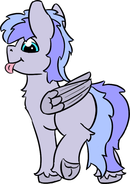 Size: 584x827 | Tagged: safe, artist:dsksh, derpibooru import, oc, oc:discoordination, unofficial characters only, pegasus, pony, :p, aggie.io, blue eyes, butt, folded wings, image, looking at you, male, pegasus oc, plot, png, raised leg, simple background, sketch, solo, stallion, tail, tongue out, transparent background, two toned mane, two toned tail, unshorn fetlocks, wings