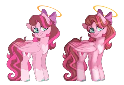 Size: 1877x1290 | Tagged: safe, artist:spectrumnightyt, derpibooru import, oc, oc:angel heart, pegasus, pony, bow, female, hair bow, halo, image, mare, png, simple background, solo, transparent background