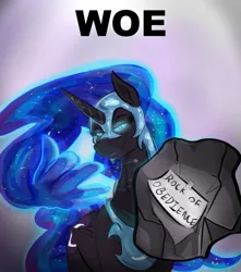 Size: 2005x2267 | Tagged: safe, artist:testostepone, derpibooru import, part of a set, nightmare moon, art pack:shattered will, hand, image, offscreen character, png, pov, rock, smug, solo, throwing, whore lips