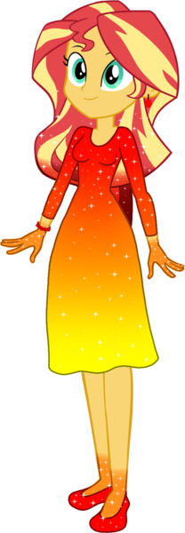 Size: 525x1513 | Tagged: safe, artist:invisibleink, artist:tylerajohnson352, derpibooru import, sunset shimmer, equestria girls, beautiful, bracelet, clothes, colorful, dress, female, flats, g4, glitter, image, jewelry, png, shoes, simple background, solo, sparkles, sparkly dress, sparkly hair, transparent background