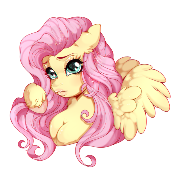 Size: 2036x1987 | Tagged: safe, artist:zugellywolf, derpibooru import, fluttershy, anthro, pegasus, arm hooves, breasts, bust, female, floppy ears, image, lips, mare, png, simple background, solo, spread wings, transparent background, unshorn fetlocks, whore lips, wings